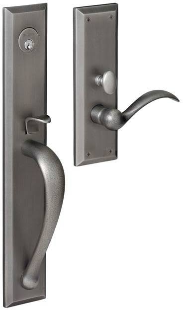 Satin Brass and Black Right Hand Single Cylinder Mortise Entry Handleset with Lever Z876