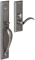 Satin Brass and Black Right Hand Single Cylinder Mortise Entry Handleset with Lever Z876