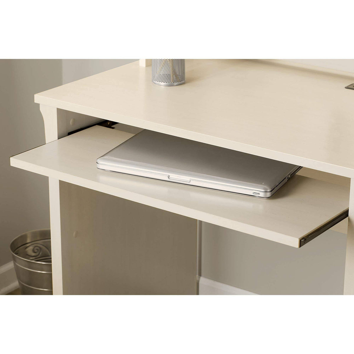 Antique White Computer Desk with Hutch Y17194