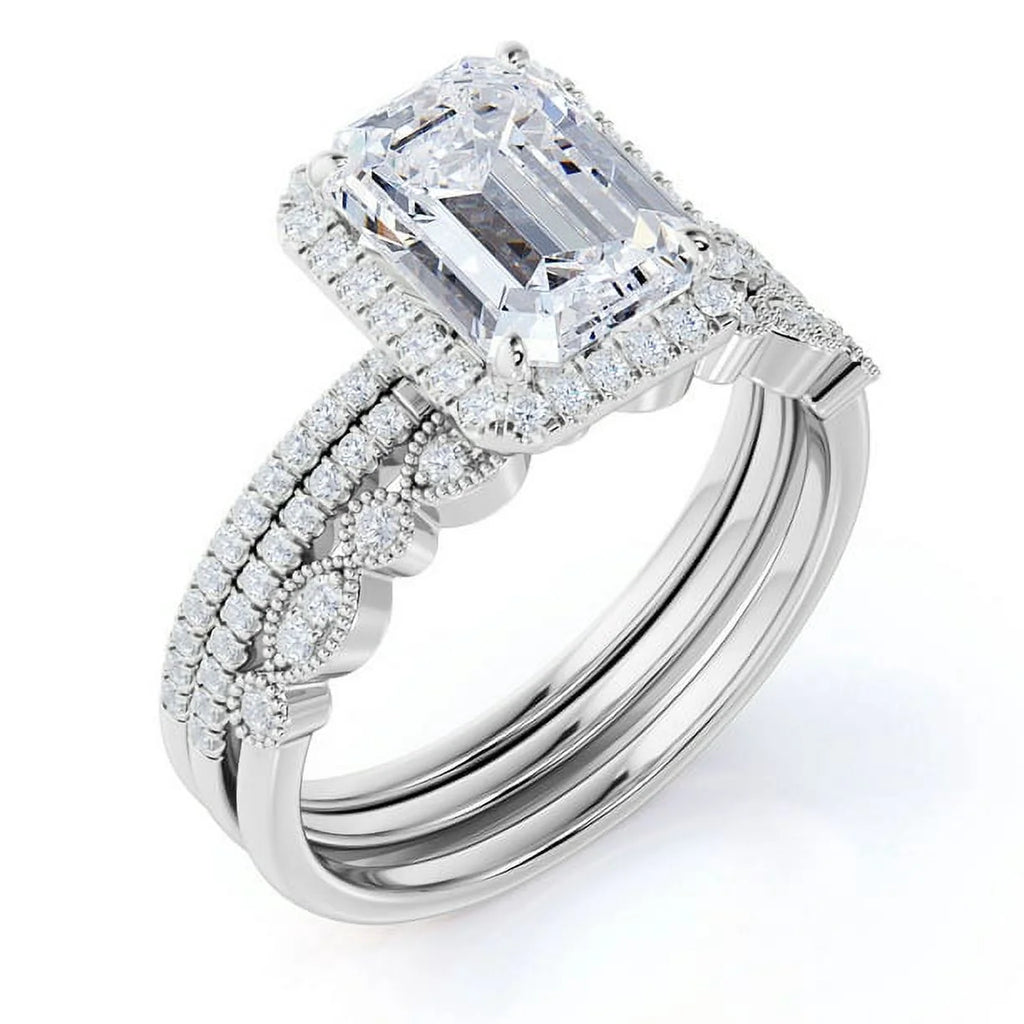 14K White Gold Trio Set Band Ring J1683