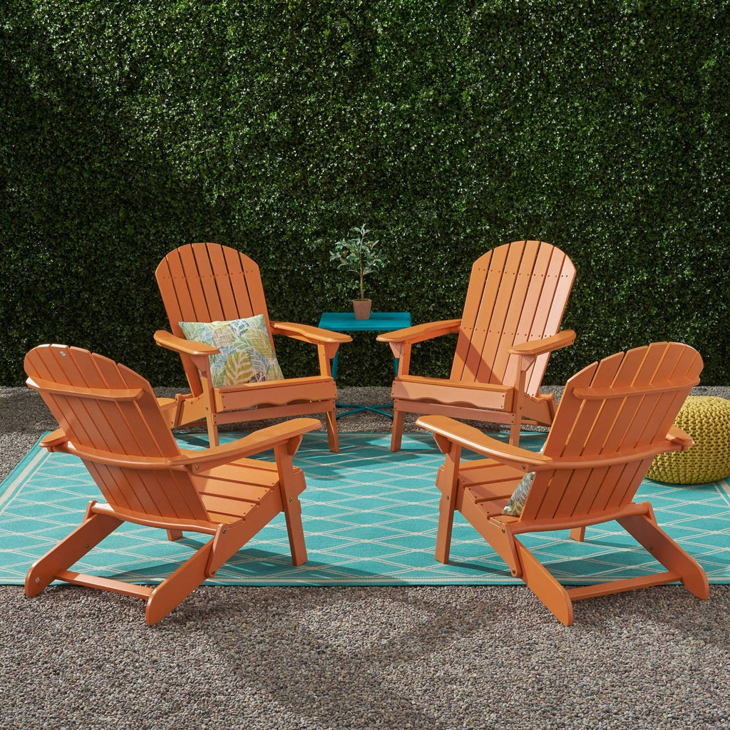 4pk Acacia Wood Folding Adirondack Chairs Tangerine V21457