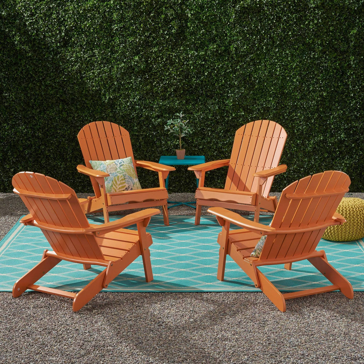 4pk Acacia Wood Folding Adirondack Chairs Tangerine V21457