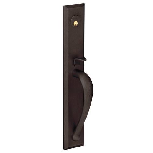 Satin Brass and Black Right Hand Single Cylinder Mortise Entry Handleset with Lever Z876