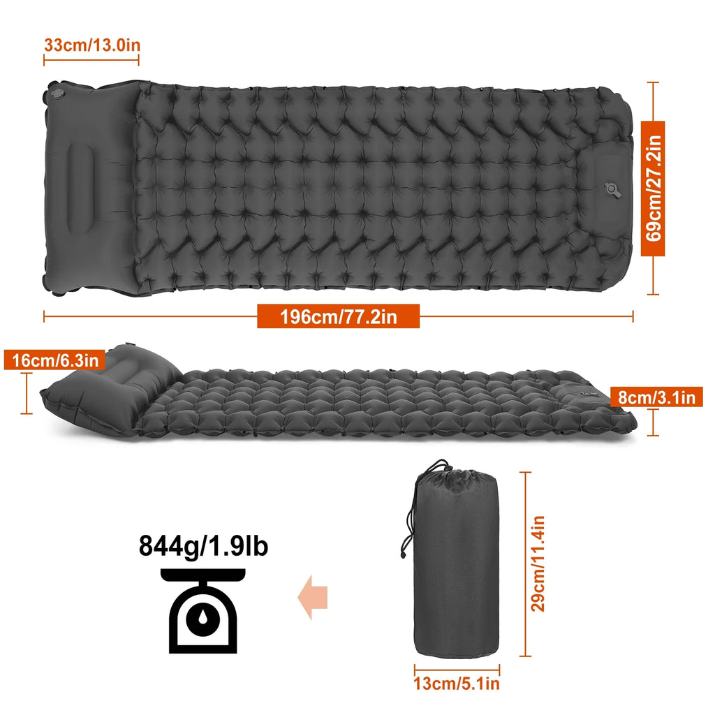 Ultralight Inflatable Camping Sleeping Pad with Pillow L632