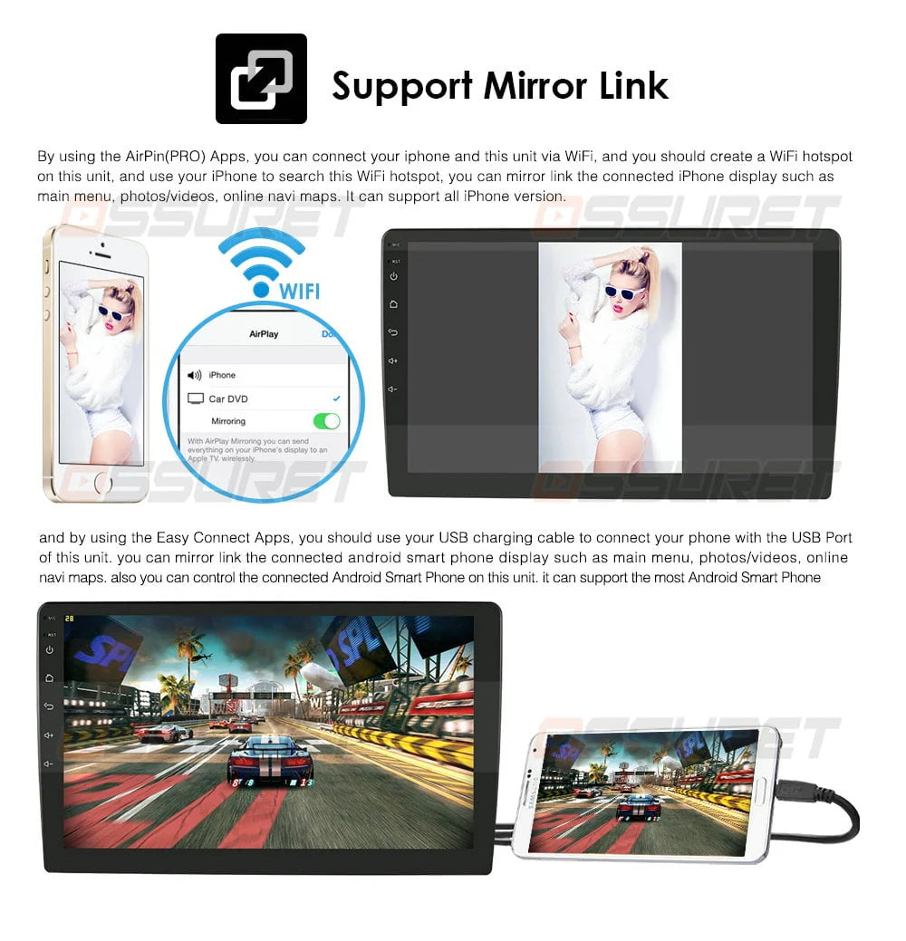 10.1 Touch Screen Android 12 Carplay 32GB Bluetooth GPS Car Stereo Radio D8318