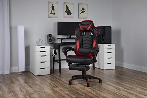 Grey Fabric Gaming Chair with Footrest T234