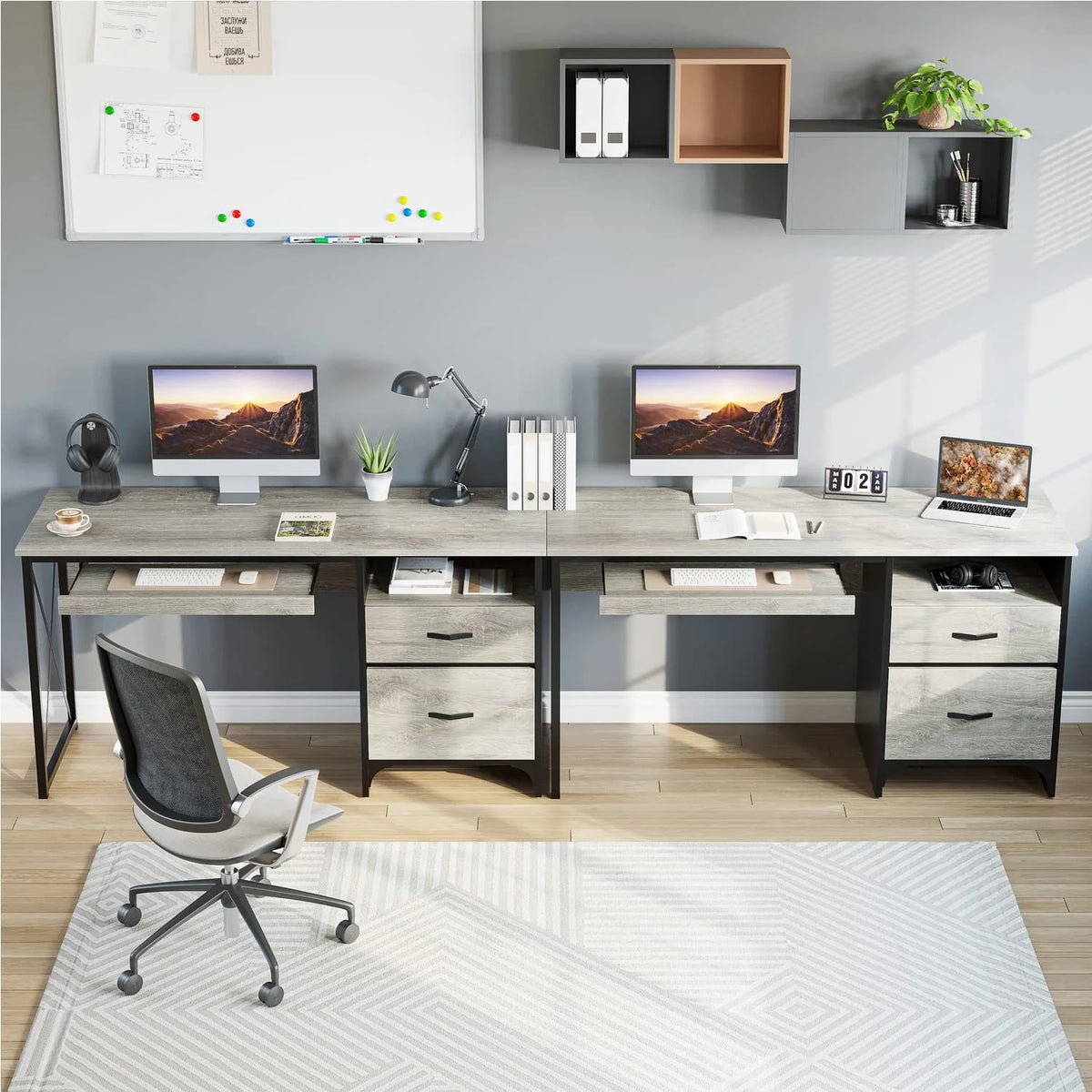 55 inch Industrial Computer Desk with Storage H654