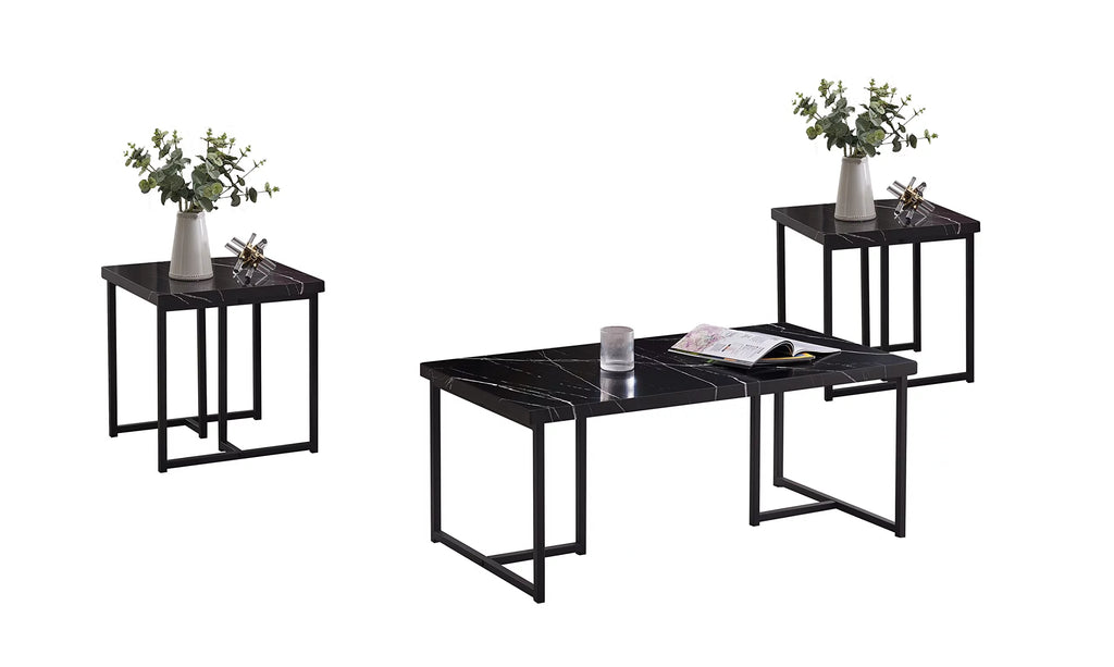 3 Piece Faux Marble Coffee Table End Table Set L651