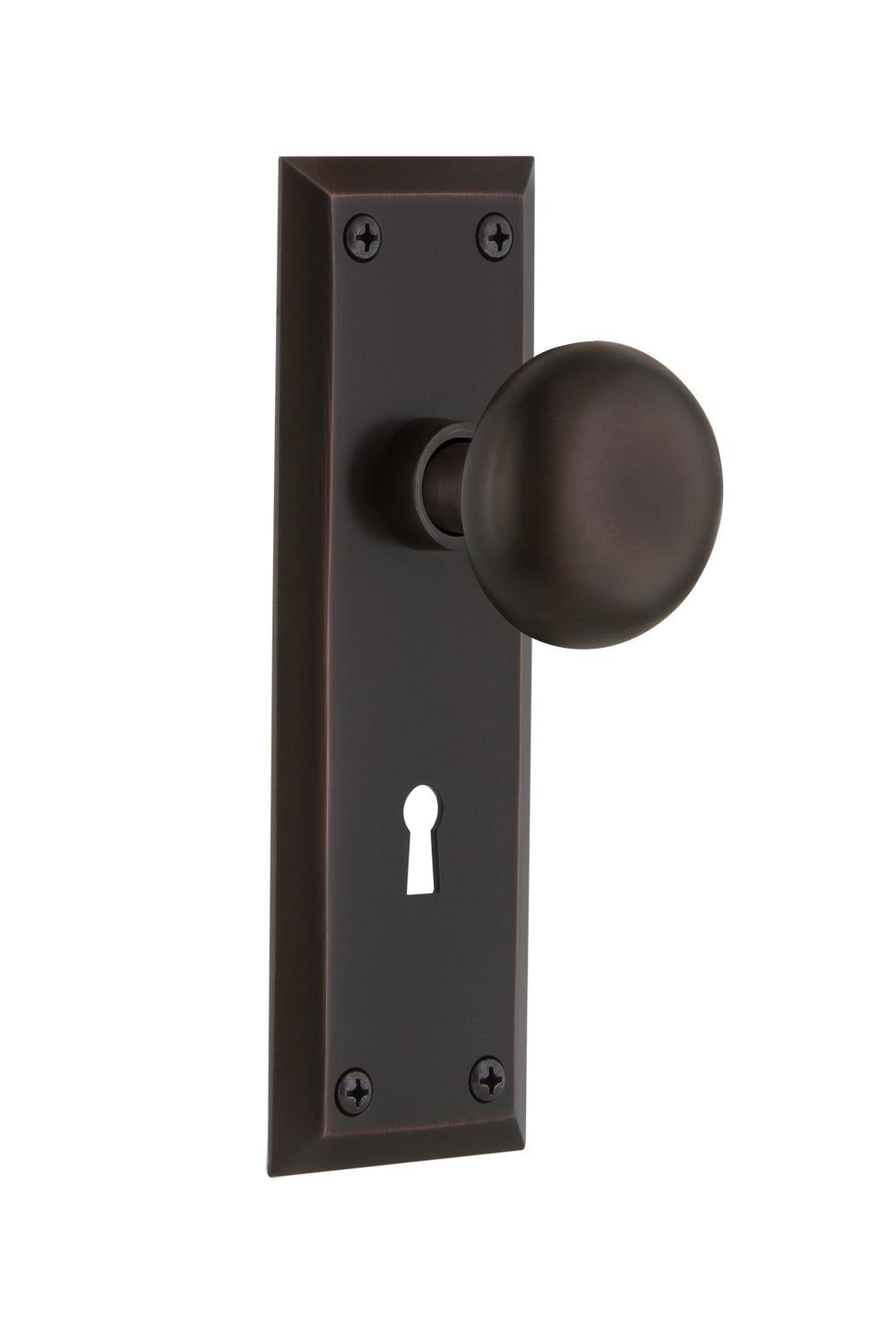 New York Door Knob with Keyhole Passage, Timeless Bronze M861