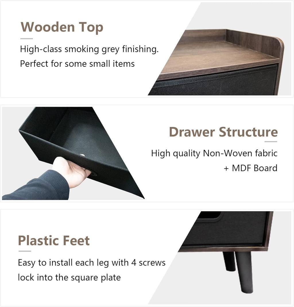 5 Drawers Wood Frame Storage Dresser with Removable Fabric Drawers Q723413