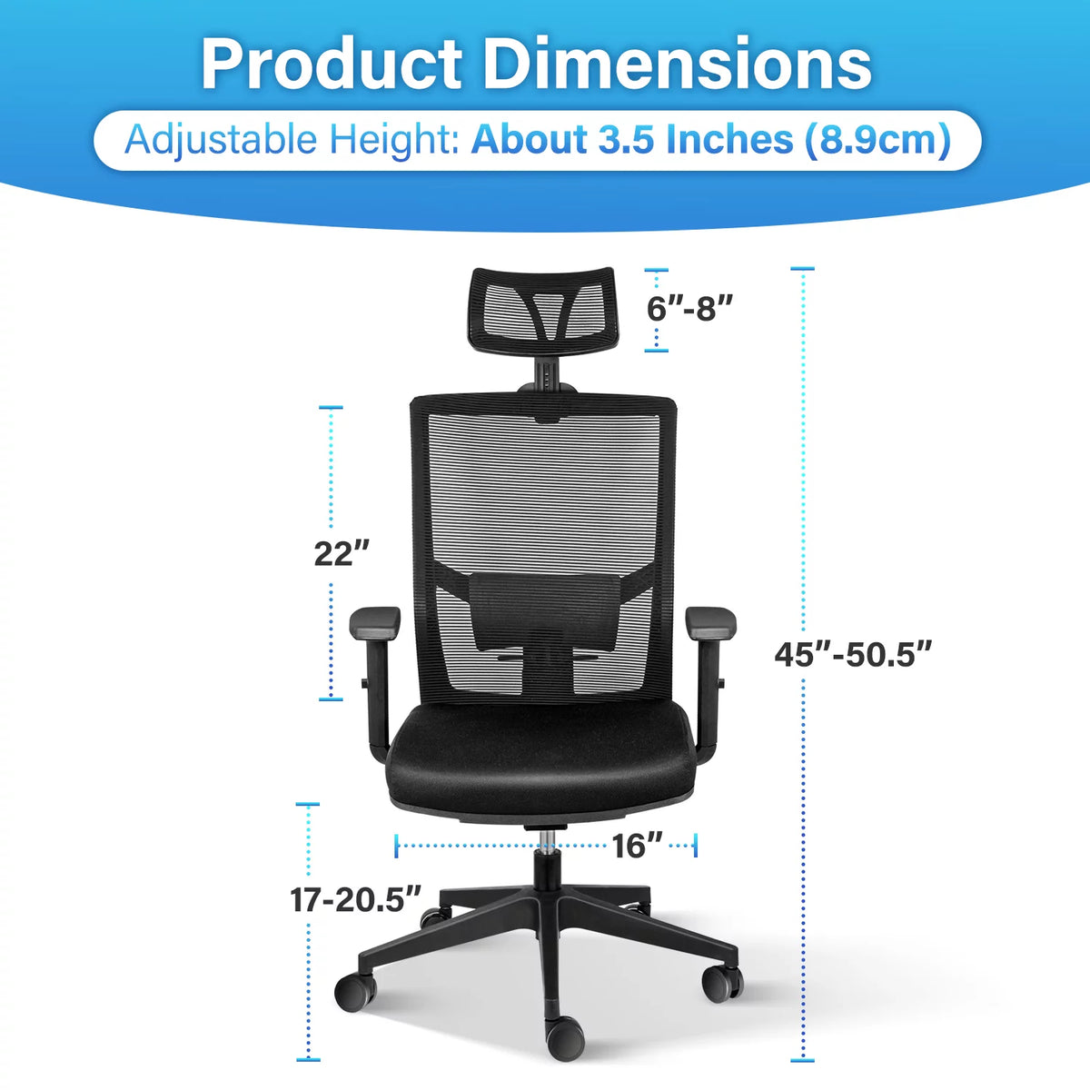 Black Ergonomic Mesh Office Chair with Wheels V7748