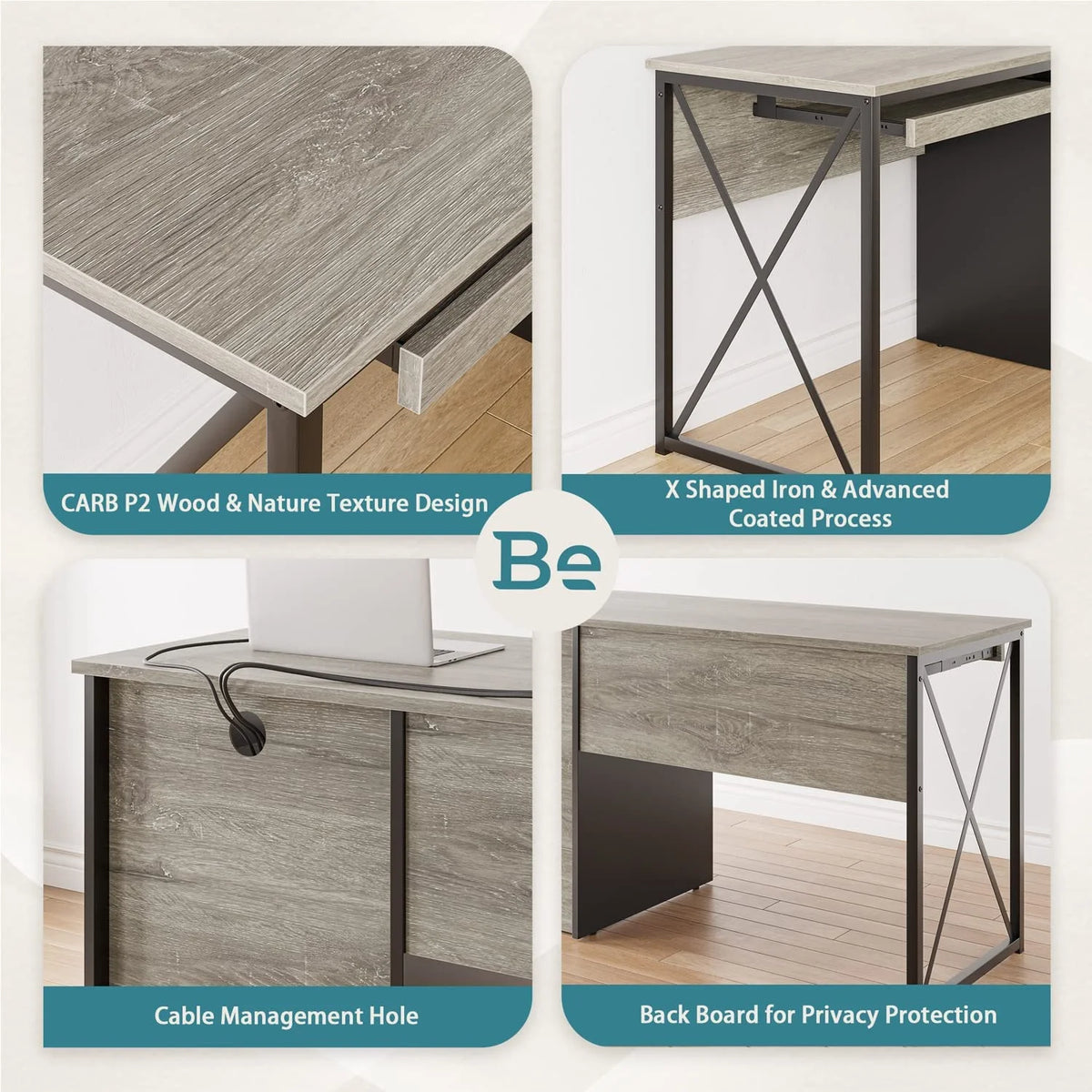 55 inch Industrial Computer Desk with Storage H654