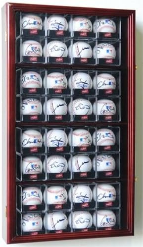 Cherry Baseball Display Case Cabinet Y620