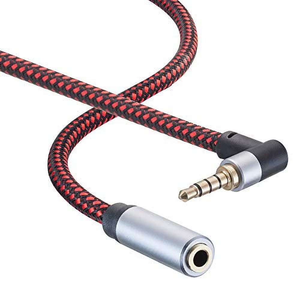 90 Degree TRRS 3.5mm Braided Audio Extension Cable 20Ft L534