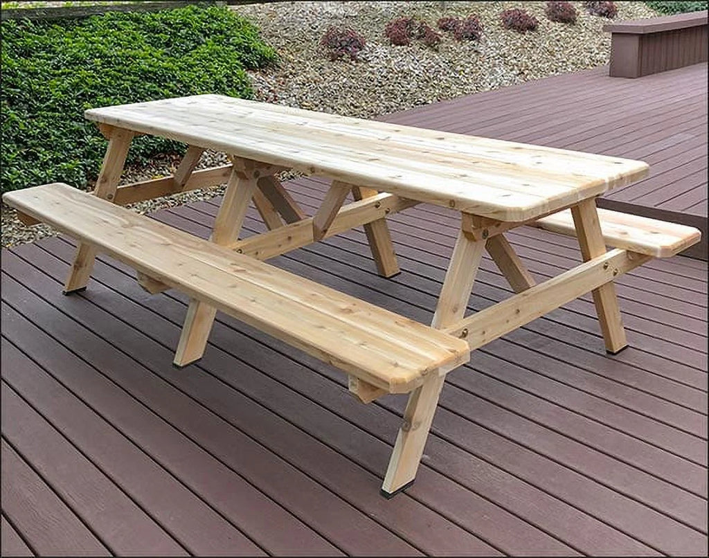 Red Cedar Picnic Table with Attached Benches H376