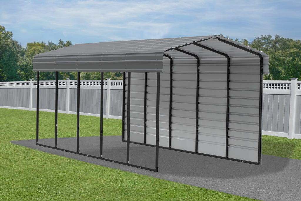 Galvanized Steel Carport Kit, 10' x 24' x 9', Charcoal R679729
