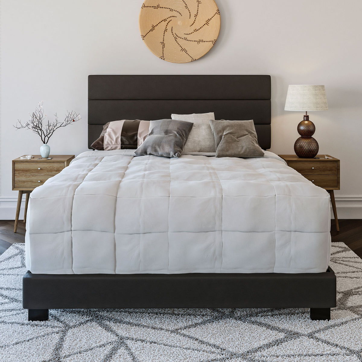 Black Faux Leather Twin Platform Bed Frame H8601