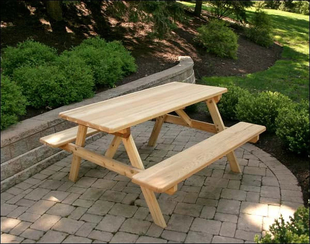Red Cedar Picnic Table with Attached Benches H376