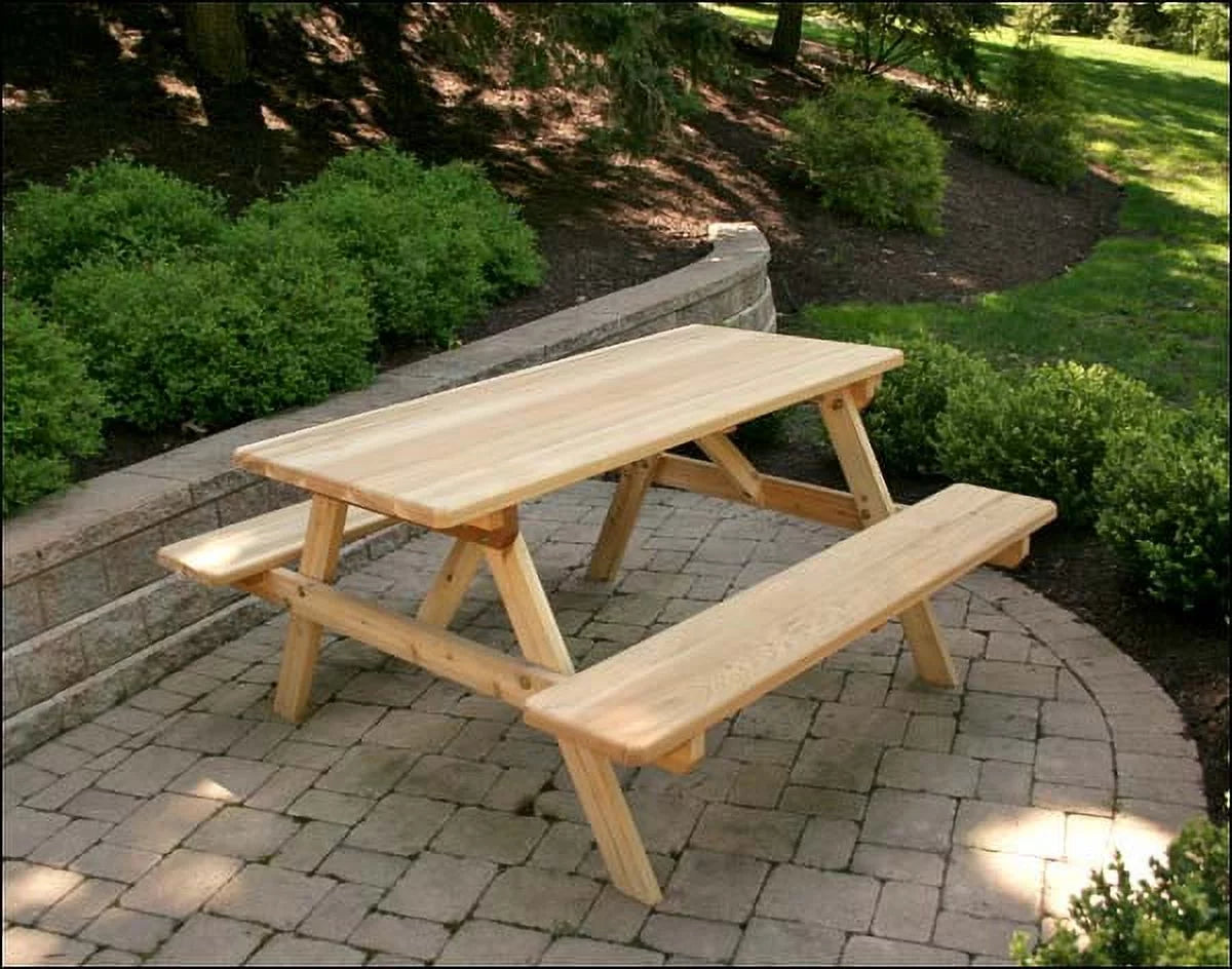 Red Cedar Picnic Table with Attached Benches H376