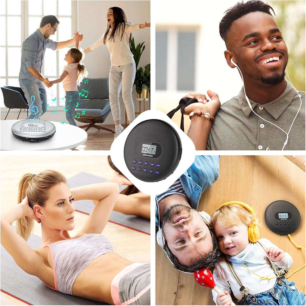 Portable CD Player with Dual Stereo Speakers and Anti-Skip Protection A311