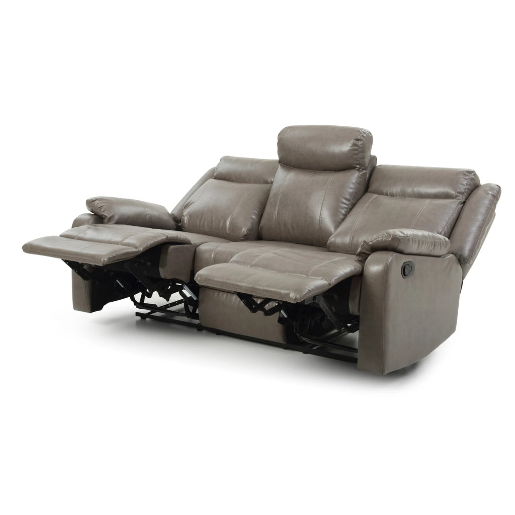 Gray Faux Leather 3-Seater Reclining Sofa Y9998
