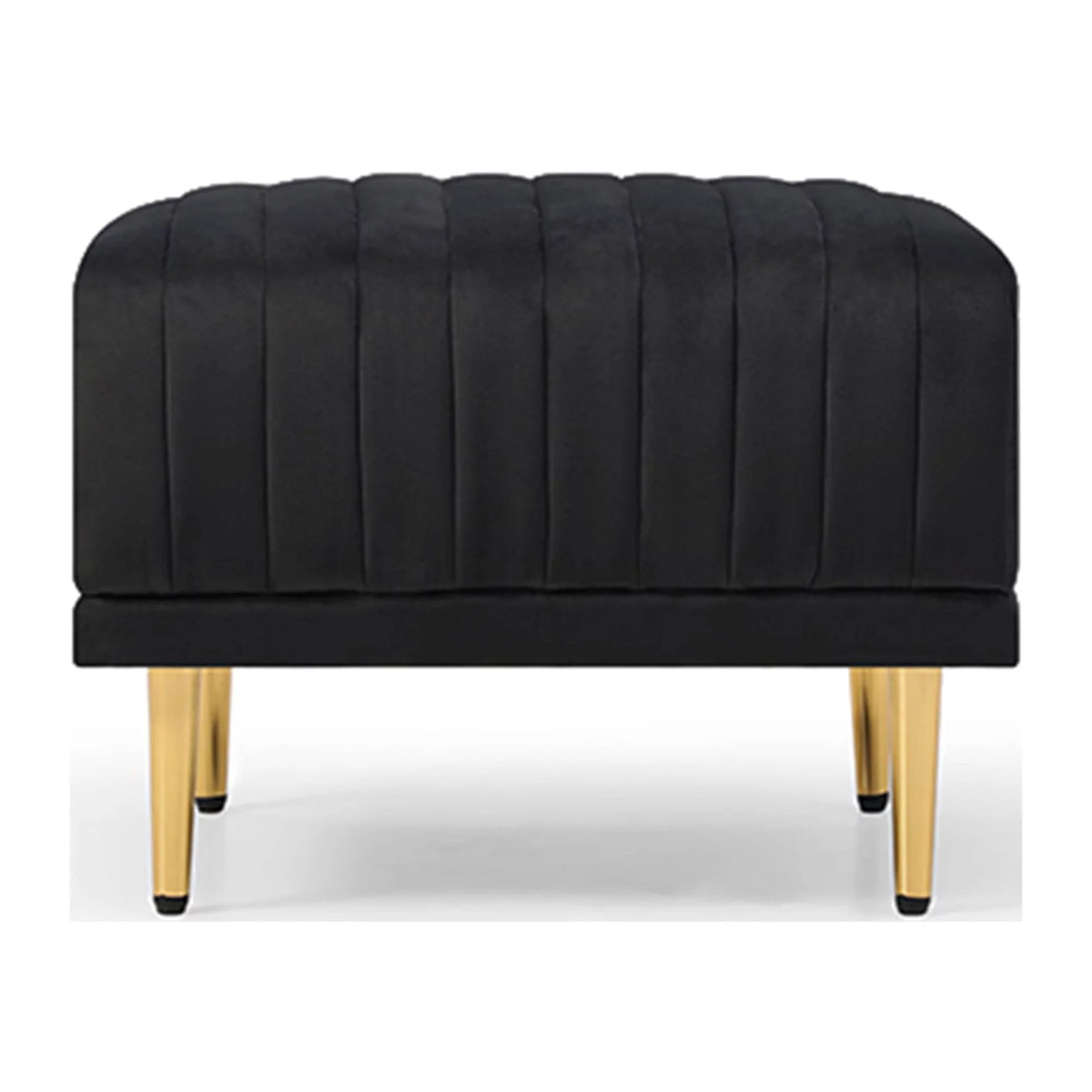 Black Velvet Channel Tufted Ottoman Z285227