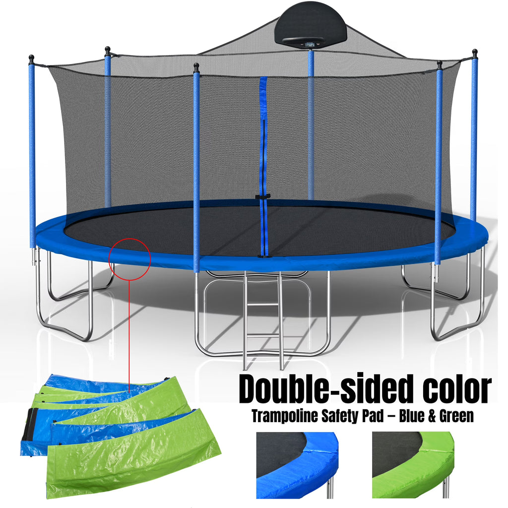 14FT Outdoor Trampoline with Basketball Hoop, Ladder and Safety Enclosure Net L9579