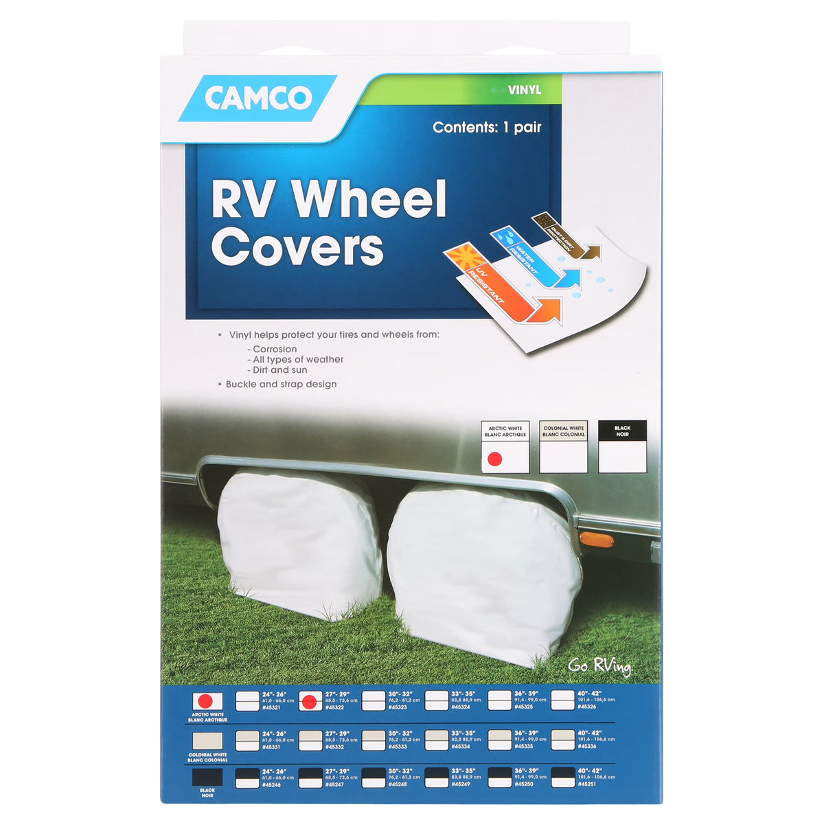 Vinyl Arctic White 29" Single Axle Tire Covers Q294