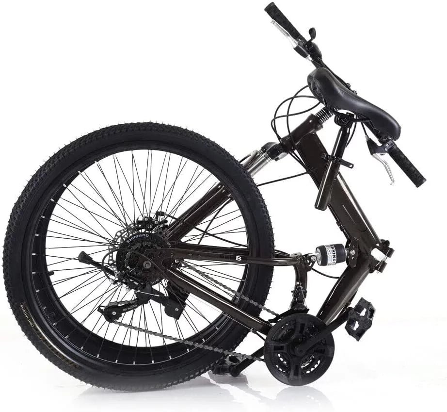 Folding Mountain Bike Full Suspension 21 Speed Black V8949