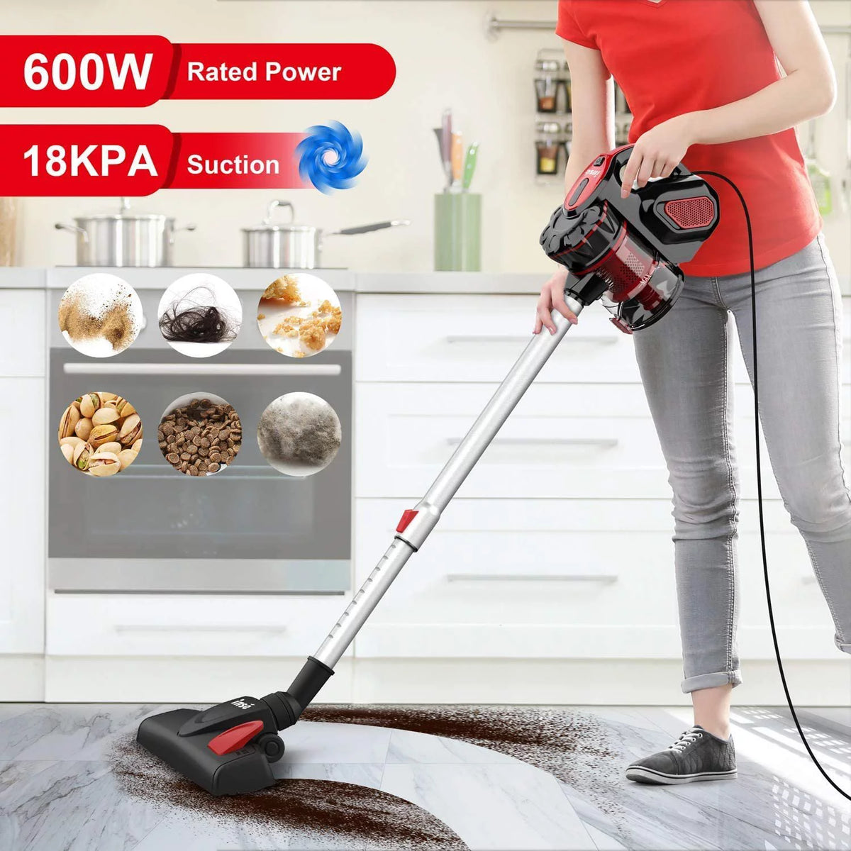 Corded Stick Vacuum Cleaner 18KPA 600W 3 in 1 Handheld X440