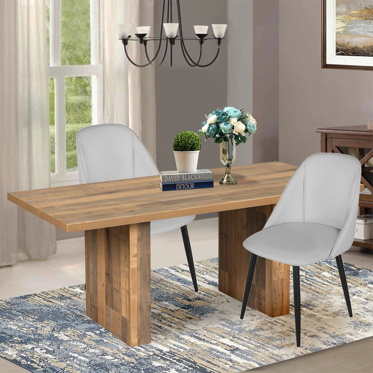 70" Wood Rectangular Dining Table S689