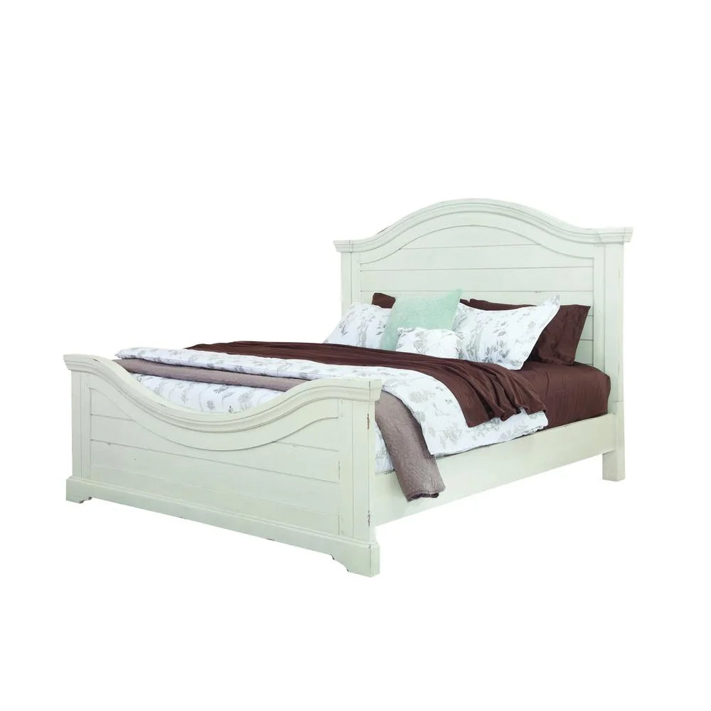 Antique White Wood King Panel Bed G5039