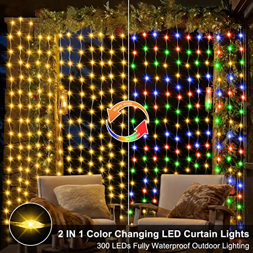 600 LED 20Ftx10Ft Dual Color Changing Curtain Lights with Timer Remote Waterproof X45500