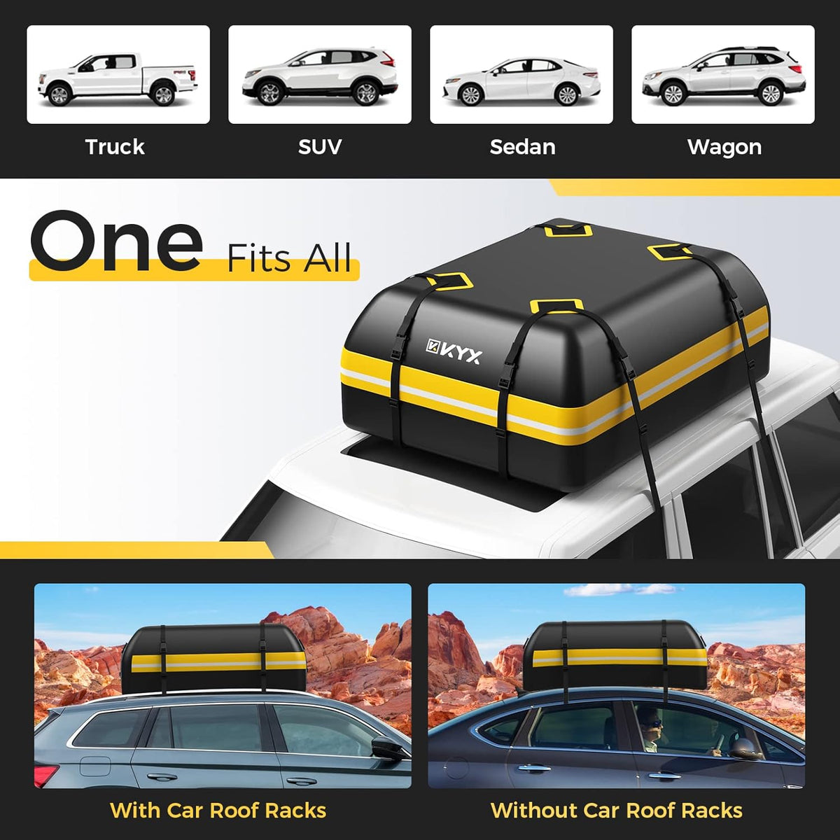 Rooftop Cargo Carrier Bag 15Cu.ft Heavy Duty 1000D Waterproof Anti-Tear C605443