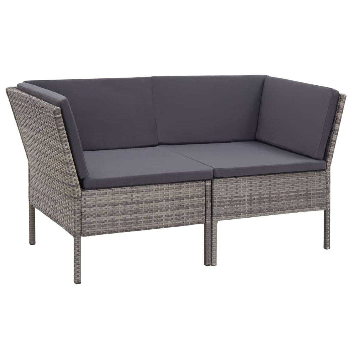 6 Piece Outdoor Conversation Set Gray Poly Rattan Patio Sectional Set W34881
