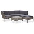 6 Piece Outdoor Conversation Set Gray Poly Rattan Patio Sectional Set W34881