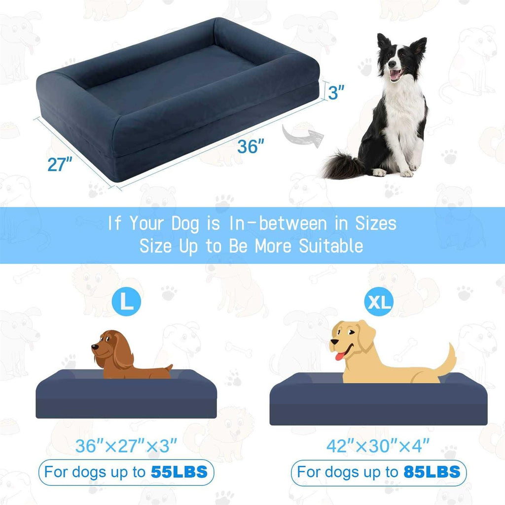 Waterproof Washable Dog Bed with Removable Cover and Bolster Z438522