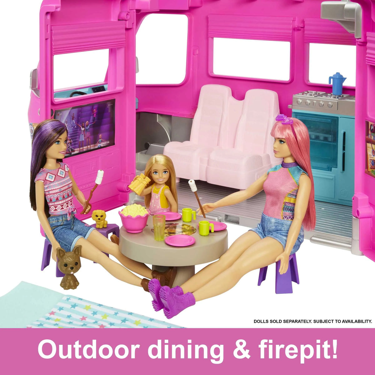 Barbie DreamCamper Vehicle Playset with 60 Accessories F53392