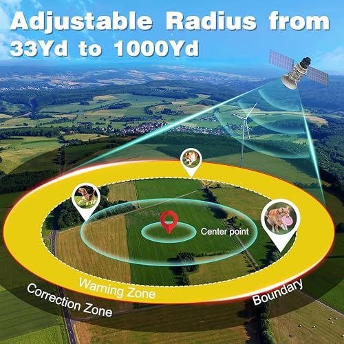 Wireless Dog Fence System, Rechargeable IPX6 Waterproof Collar, 33Yd-1000Yd Range C5773