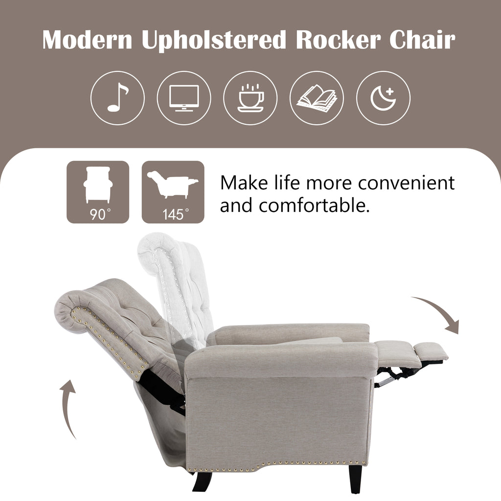 Tan Linen Tufted Recliner Single Sofa T79321