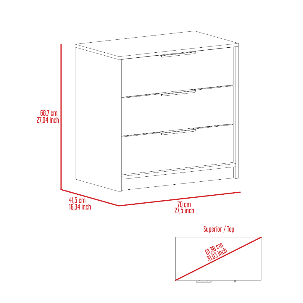 Light Gray 3 Drawer Dresser N684