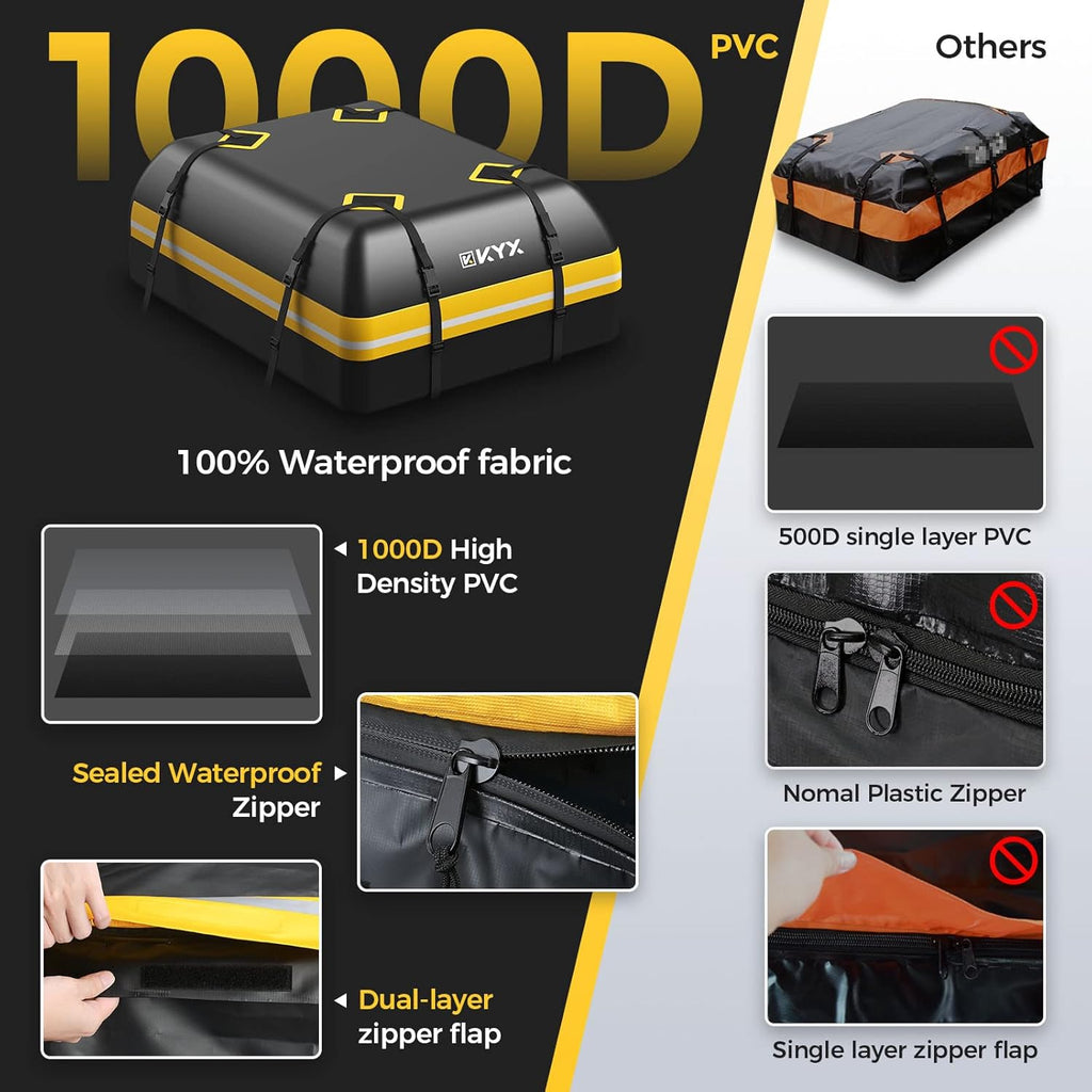 Rooftop Cargo Carrier Bag 15Cu.ft Heavy Duty 1000D Waterproof Anti-Tear C605443