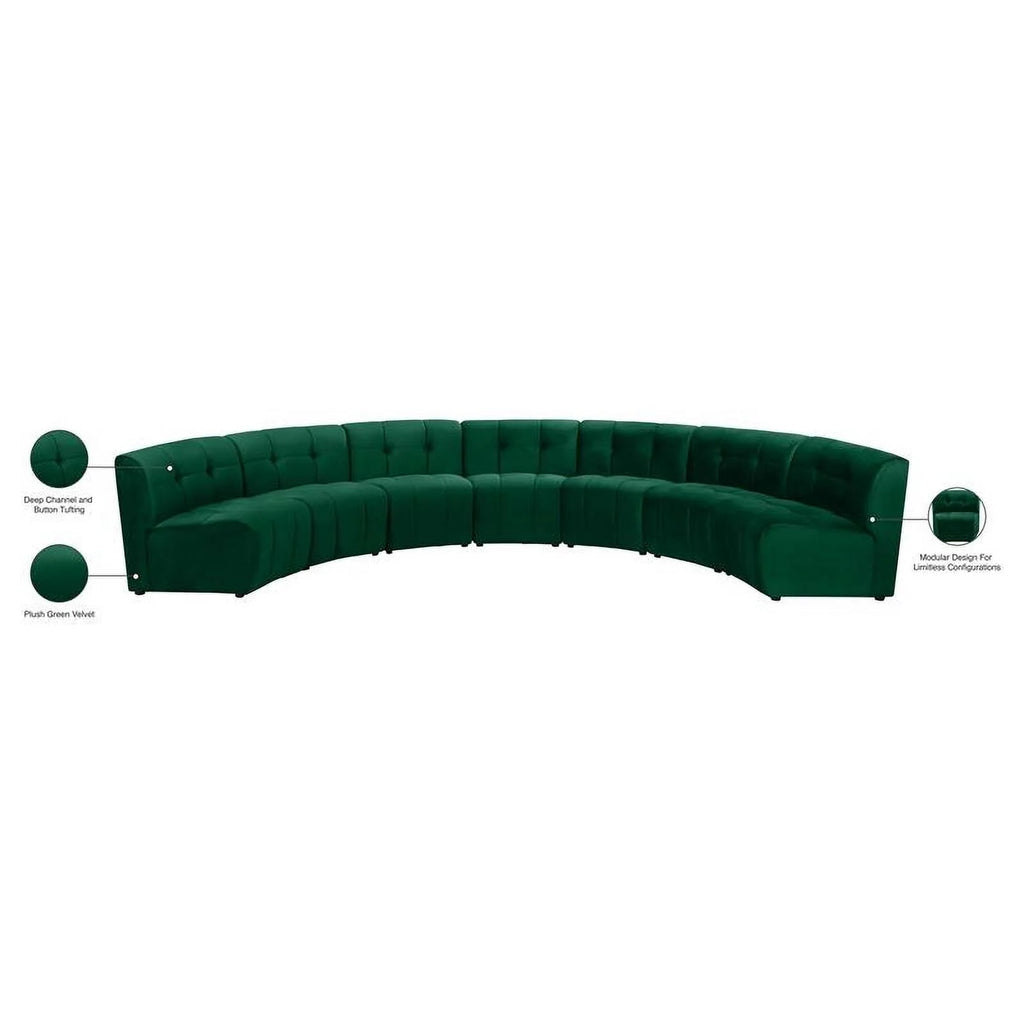 Green Velvet Tufted 7 Piece Sectional Sofa N94655