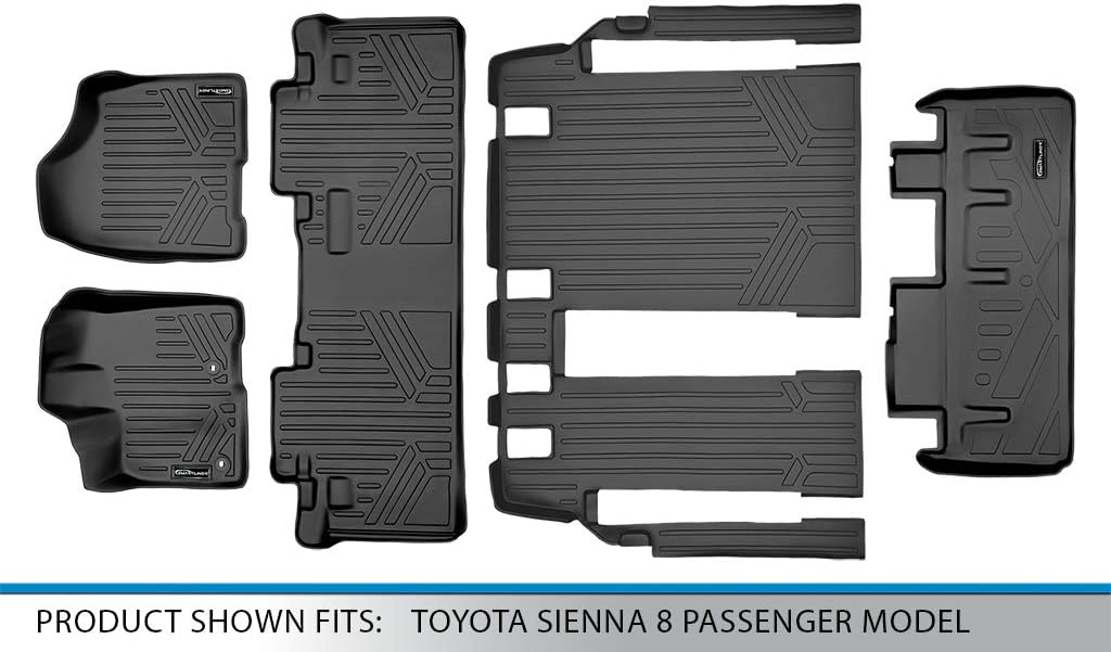 Black Custom Floor Mats 3 Rows and Cargo Liner Set B962